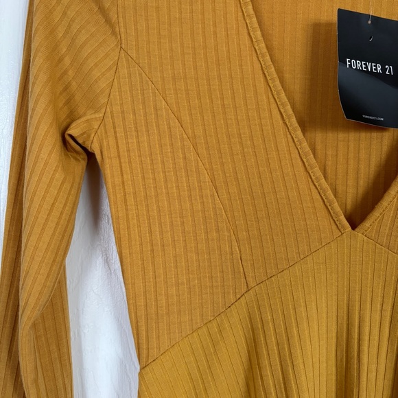 Forever21 Long Sleeve Knit Mustard Yellow Dress - Picture 6 of 15